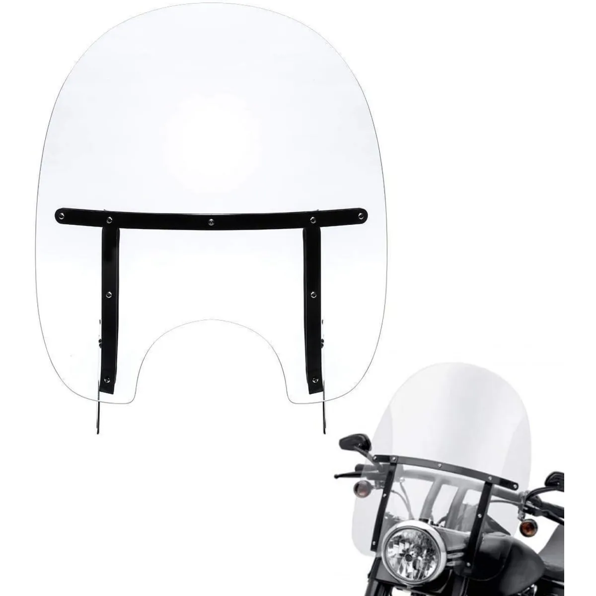 CLEAR WINDSHIELD WINDSCREEN WITH BLACK MOUNTING BRACKET FOR HARLEY ROAD KING MODELS 1994-2023